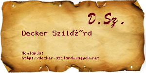 Decker Szilárd névjegykártya
