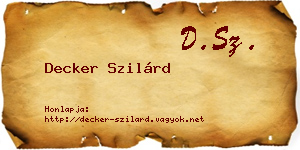 Decker Szilárd névjegykártya